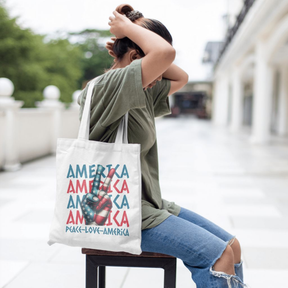 Vibrant USA Flag Hand Sign Tote Bag