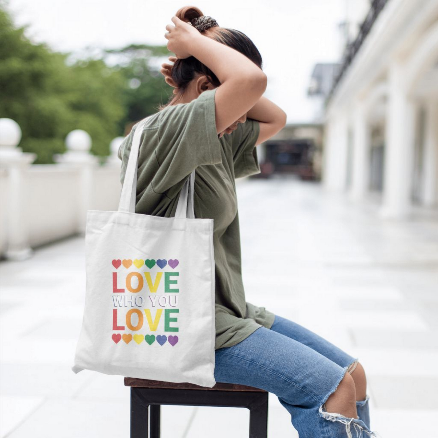 "LOVE WHO YOU LOVE" Pride Shopping Bag