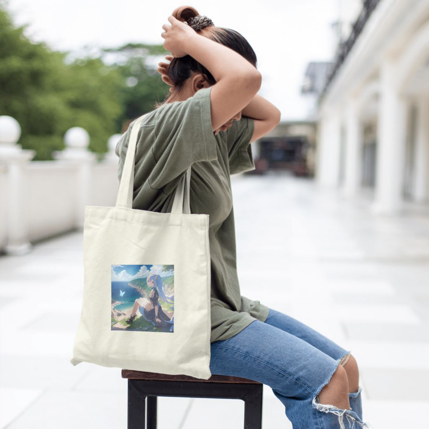 "Girl on the Cliff" Canvas Bag