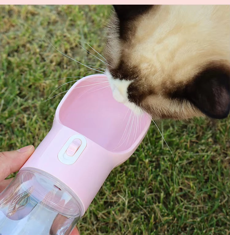 4 in 1 Portable Dog Water Bottle With Food Storage Poop Bag and Scoop