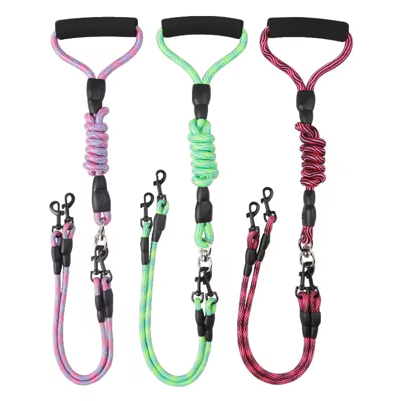 Dog Walking Rope Wave Pattern Double Leash Rope