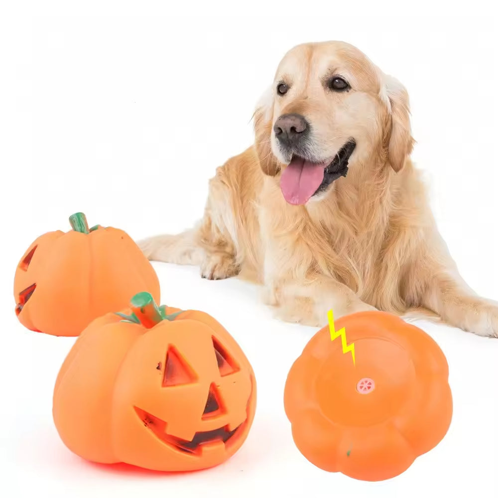 Halloween Pet Pumpkin Toys Latex Dog Chew and Grinding Toy