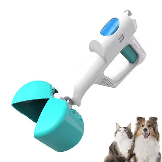 One-Handed Easy Pick Up Pet Poop Scoop with Poo Bag Holder