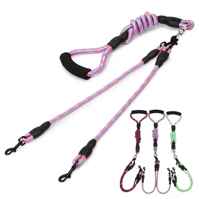 Dog Walking Rope Wave Pattern Double Leash Rope