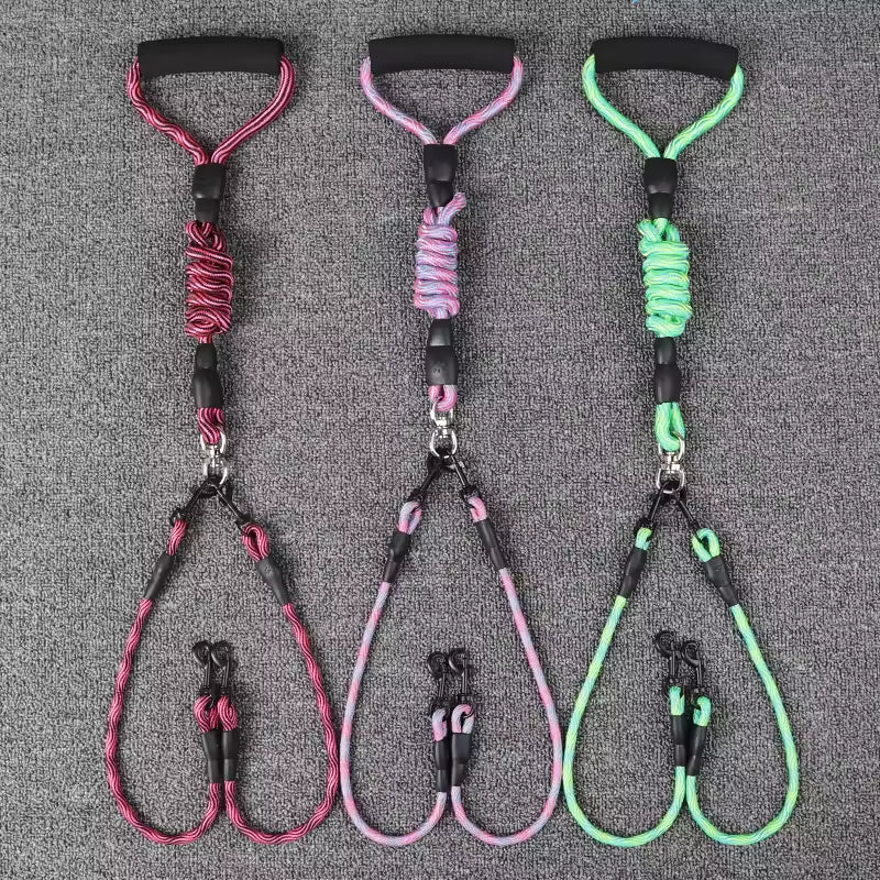 Dog Walking Rope Wave Pattern Double Leash Rope