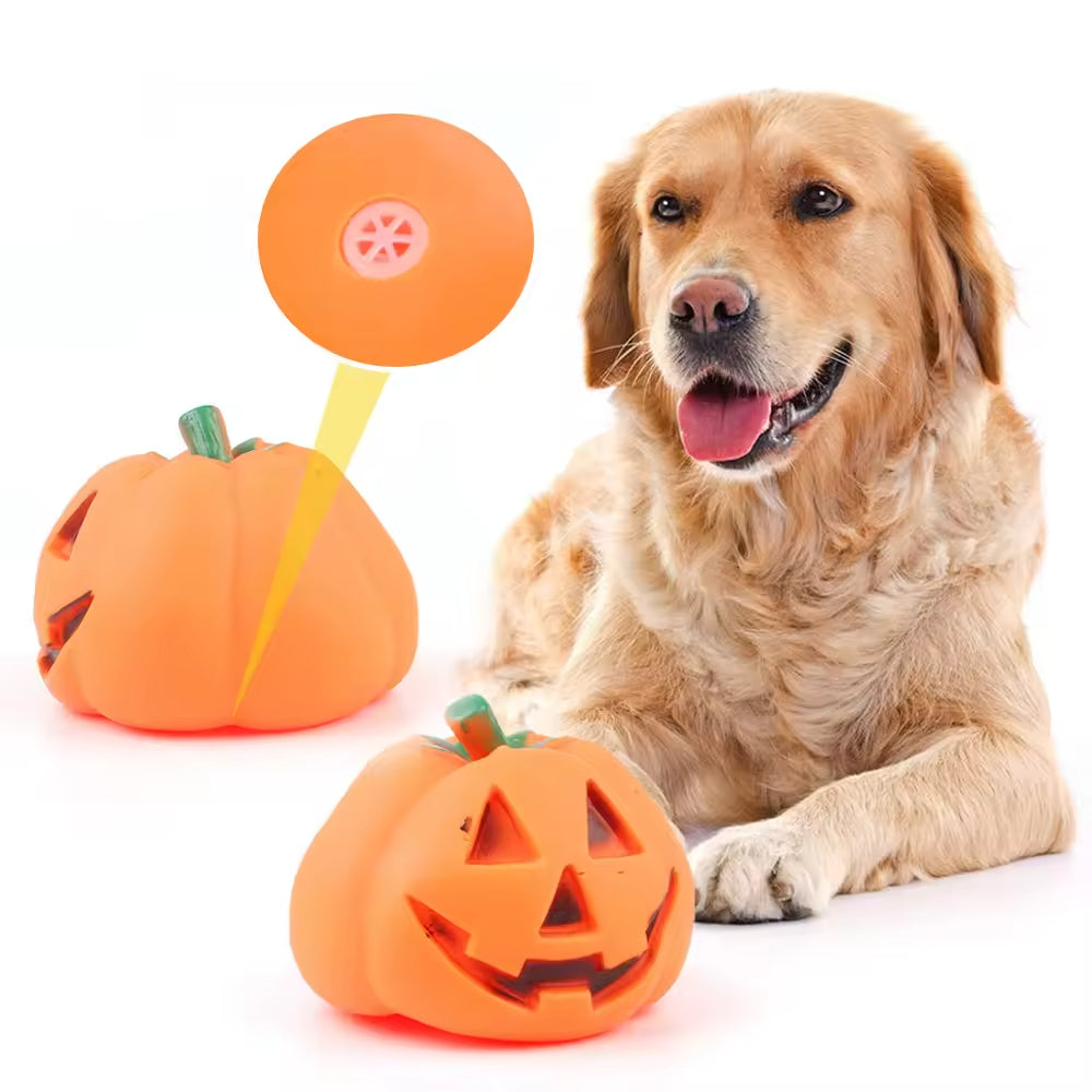 Halloween Pet Pumpkin Toys Latex Dog Chew and Grinding Toy