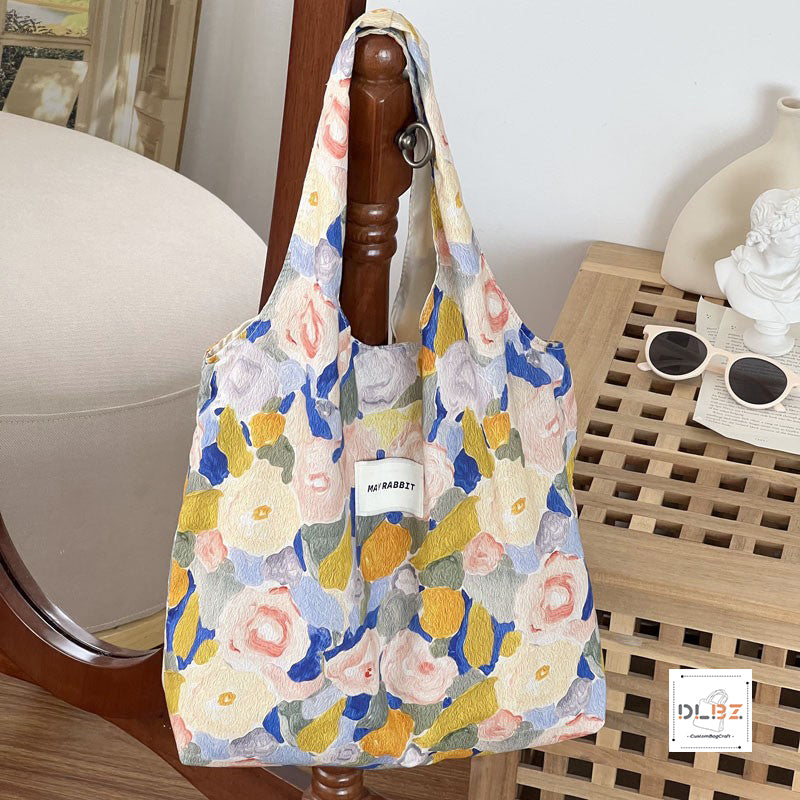 Vintage Oil Painting Flower Tote Bag, Exuding a Strong Artistic Vibe