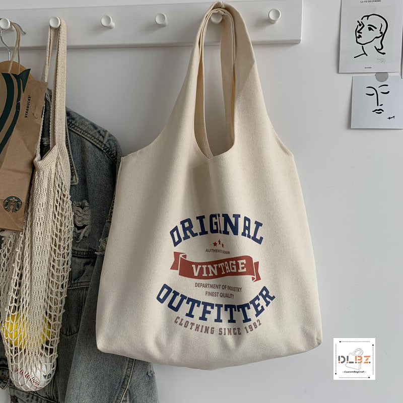 Hand-painted Illustration Canvas Shoulder Bag for School, Work, Shopping