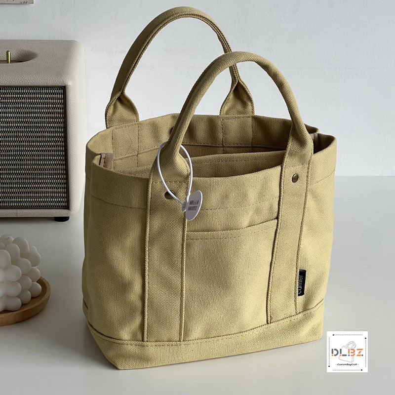 Detachable Compartment Cotton Canvas Tote Bag, Flexibly Adjust Space, Convenient for Carrying