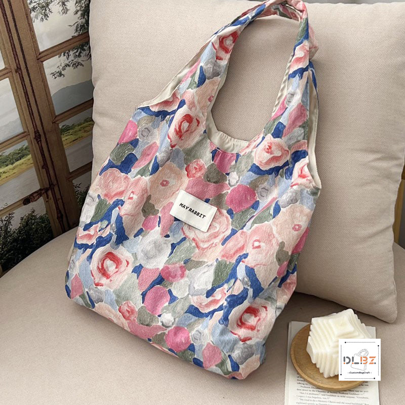 Vintage Oil Painting Flower Tote Bag, Exuding a Strong Artistic Vibe