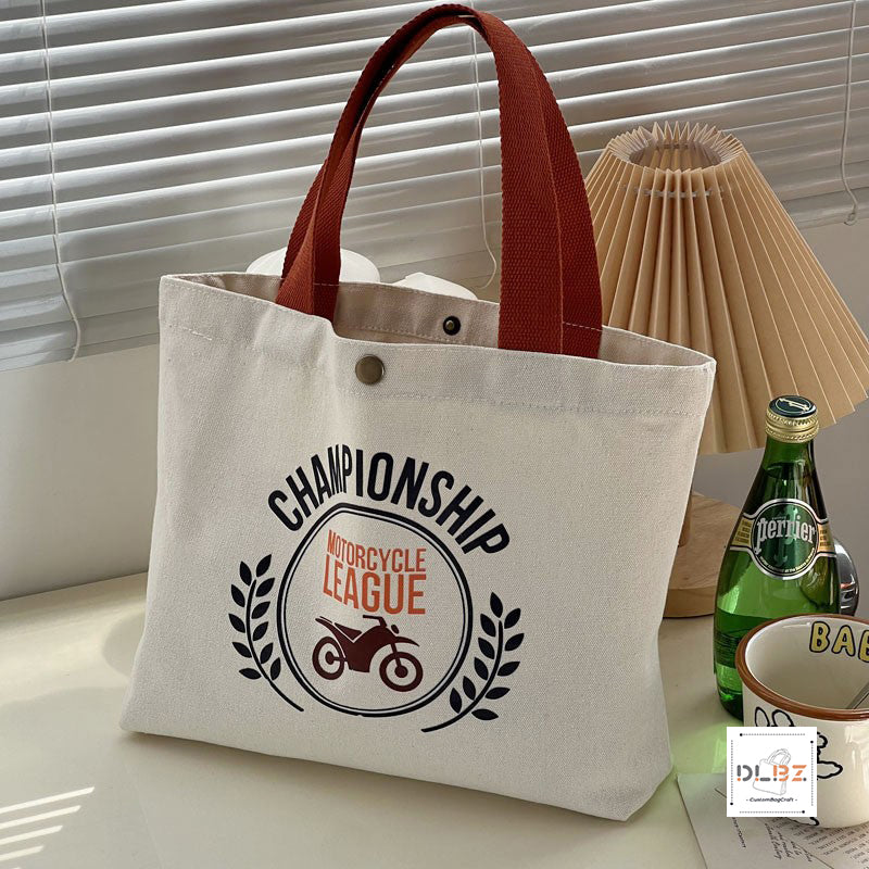 European-Style Casual Single-Sided Printed Canvas Tote Storage Bag