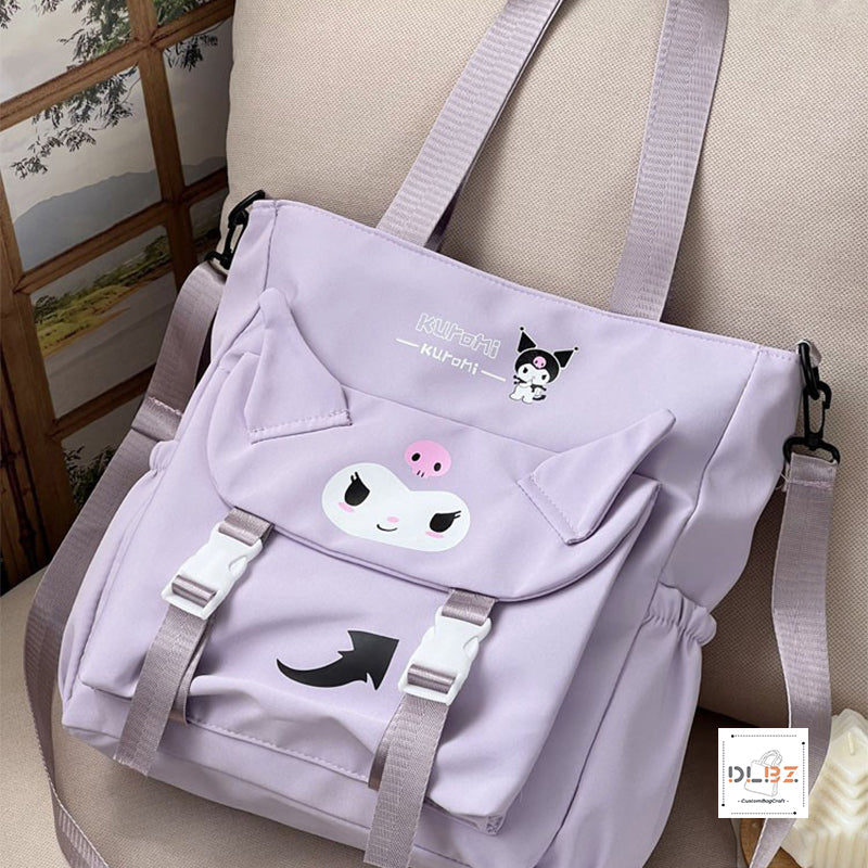 Cartoon Cat Single Shoulder Slung Tote Bag, School Bag or Diaper Bag