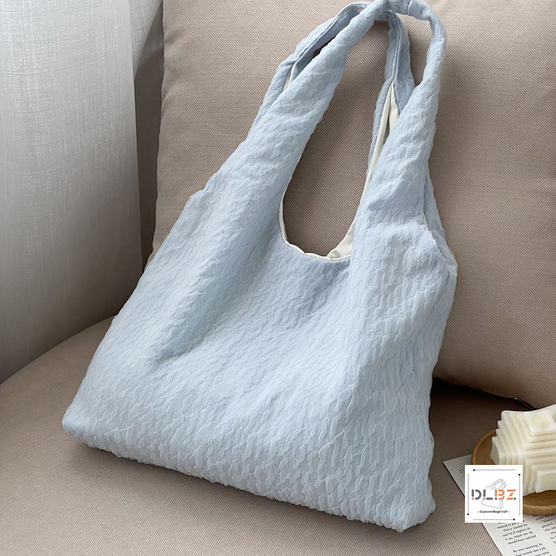 French Cream Mesh Polyester Bag, Fresh Cloud Bubble Mesh Shoulder Bag