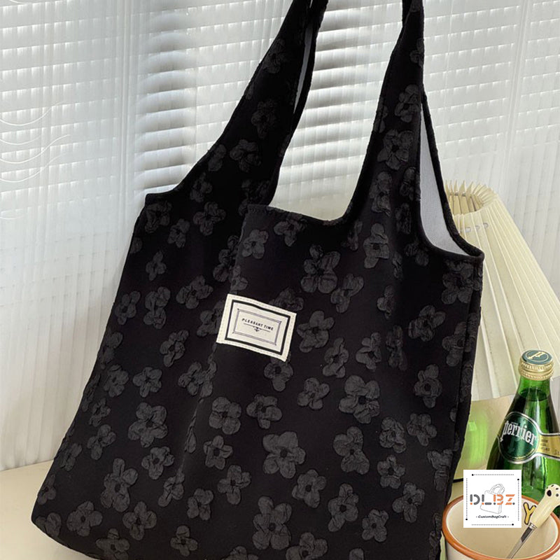 Large Capacity Embossed Polyester Tote Bag, Shoulder Bag