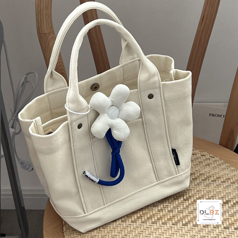 Detachable Compartment Cotton Canvas Tote Bag, Flexibly Adjust Space, Convenient for Carrying