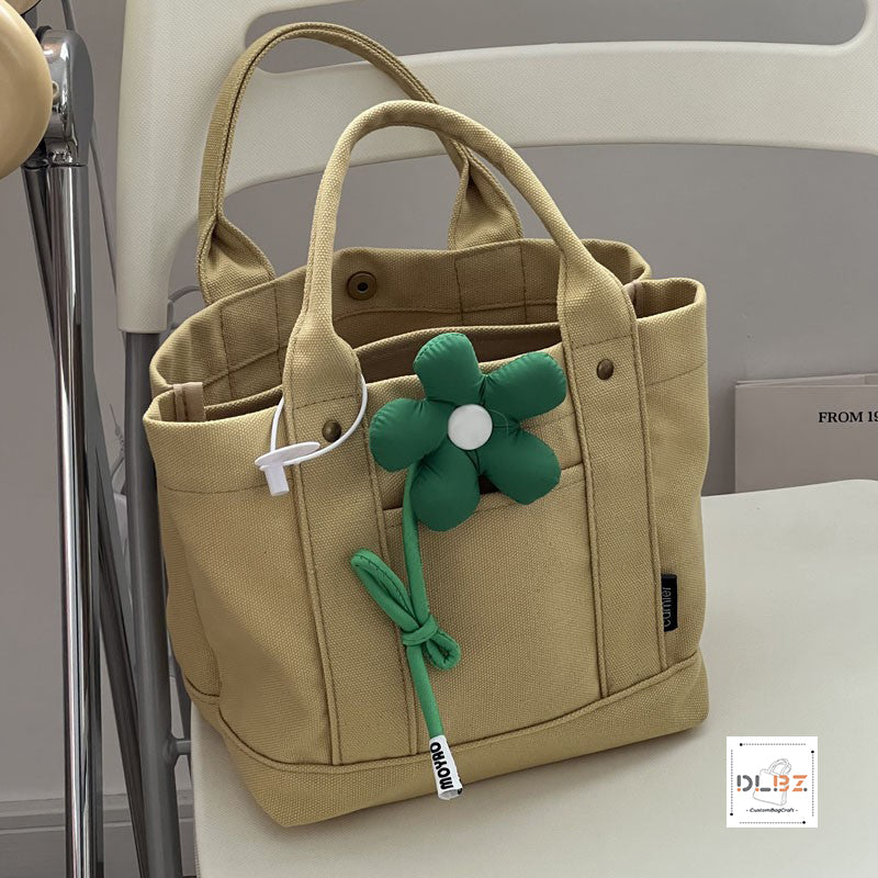 Detachable Compartment Cotton Canvas Tote Bag, Flexibly Adjust Space, Convenient for Carrying